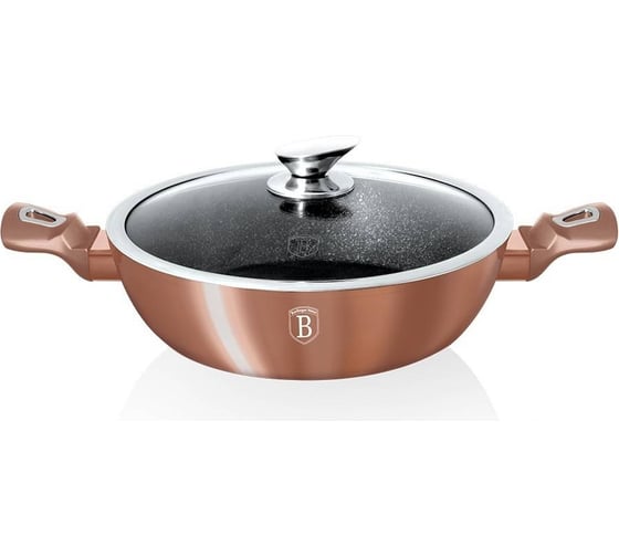Сотейник BerlingerHaus Rosegold Line с крышкой, 28 см 1519N-BH