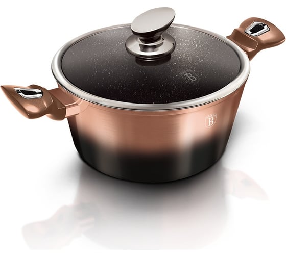 Кастрюля BerlingerHaus Rosegold Noir Metallic Line с крышкой, 20 см 1894-BH