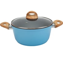 Кастрюля FERCASTI Color 4 л, литой алюминий, со стеклянной крышкой, голубой F/КС-4-BL