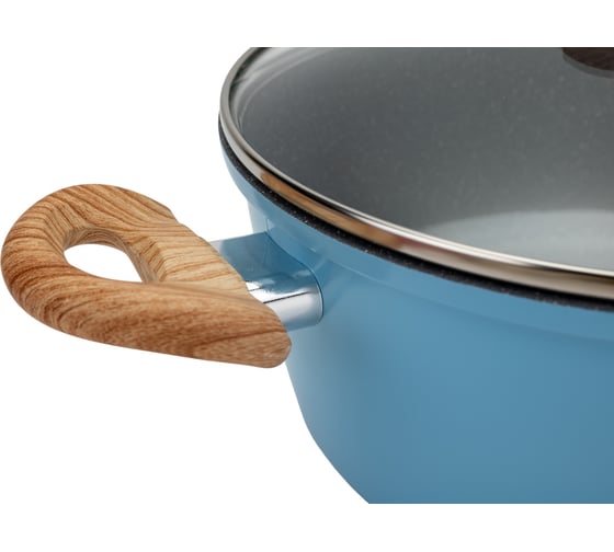 Кастрюля FERCASTI Color 4 л, литой алюминий, со стеклянной крышкой, голубой F/КС-4-BL