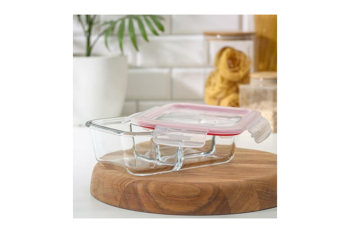 Контейнер с крышкой Доляна Клик, трехсекционный, 270/270/350 мл ...