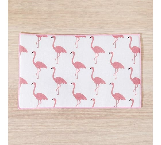 Салфетка для удаления грязи, пыли и сушки посуды Доляна Фламинго, 25х40 см, лен 3818429 1