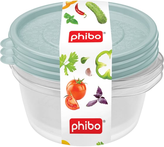 Комплект контейнеров Phibo Арт-декор 0,75л 3 шт Светло-голубой 431154131