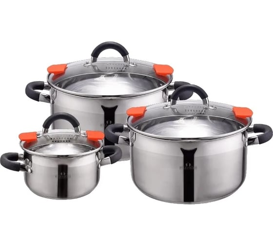 Набор посуды Bella Cucina 6 предметов, 1.9 л, 2.6 л, 3.6 л 2103-BC
