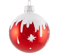 Стеклянный шар Волшебная страна Снежный узор №5 60 мм, красный 103521