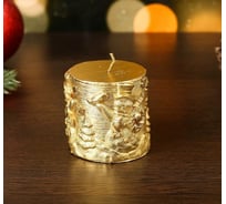 Новогодняя свеча Дарим Красиво "Снеговики" 6,5х7, золотая 4385064