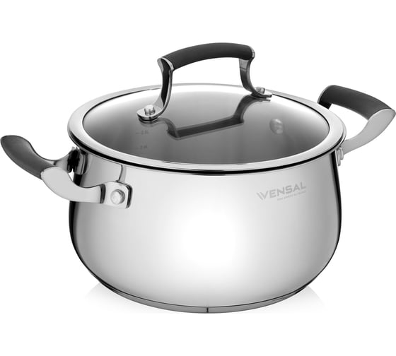 Кастрюля из нержавеющей стали VENSAL Nouvel accord 6.1 л, 24 см, с крышкой VS1518