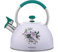 Чайник со свистком VENSAL Provence 2.5 л, ручка из нержавеющей стали и силикона VS3000