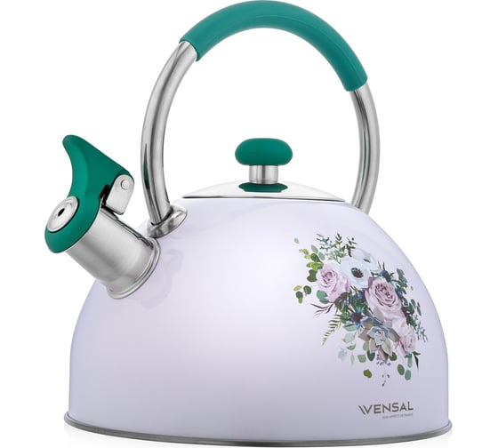 Чайник со свистком VENSAL Provence 2.5 л, ручка из нержавеющей стали и силикона VS3000