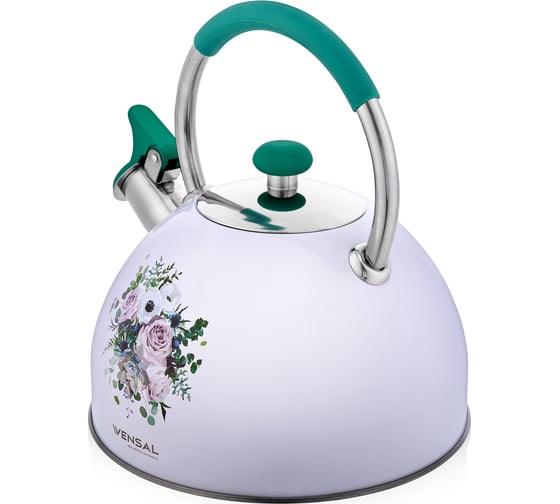 Чайник со свистком VENSAL Provence 2.5 л, ручка из нержавеющей стали и силикона VS3000