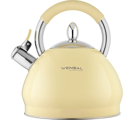 Чайник со свистком VENSAL Vanille 3.0 л, ручка из нержавеющей стали и силикона VS3005