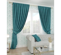 Комплект портьер LEGRAND Канвас 200x270 см с подхватами бирюзовый по 2 шт 58087602