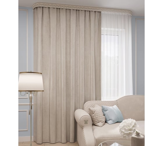 Комплект портьер LEGRAND Матрица 200x270 см с подхватами бежевый по 2 шт 58087606