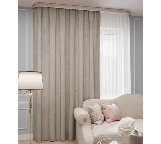 Комплект портьер LEGRAND Матрица 200x270 см с подхватами серо-золотой по 2 шт 58087609