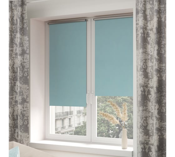 Мини-ролета LEGRAND Блэкаут сильвер 61.5x175 см бирюзовый 58089851