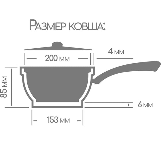 Ковш Горница 2.0 л, пластиковая ручка, антипригарное покрытие ПС8225