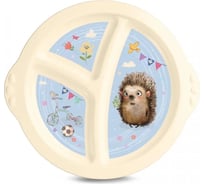 Трехсекционная детская тарелка Пластишка с голубым декором Бежевый 431315607