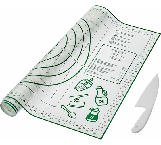 Набор 2 предмета BRADEX коврик 66x46 см, нож, силикон, пластик, зеленый TK 0553