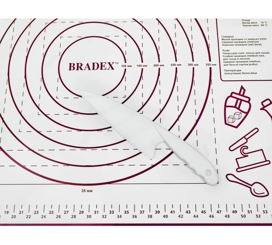 Набор 2 предмета BRADEX коврик 66x46 см, нож, силикон, пластик, фиолетовый TK 0552