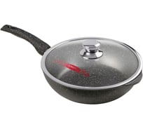 Сотейник Горница 280/82 мм, пластиковая ручка, антипригарное покрытие, с крышкой, гранит ПС4153