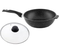 Сотейник Горница 260/82 мм, пластиковая ручка, с крышкой, гранит ПС4151