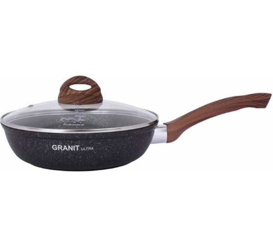 Сковорода Kukmara Granit ultra Blue 260 мм с ручкой, стеклянной крышкой, антипригарное покрытие сгг261а