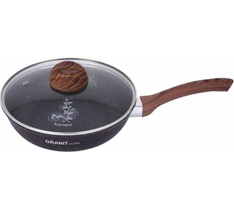 Сковорода Kukmara Granit ultra Blue 240 мм с ручкой, стеклянной крышкой, антипригарное покрытие сгг241а