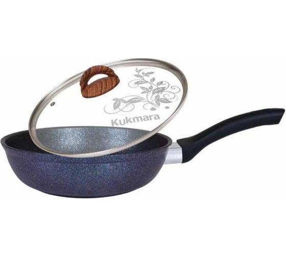 Сковорода Kukmara Granit ultra Blue 240 мм с ручкой, стеклянной крышкой, антипригарное покрытие сгг241а