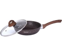 Сковорода Kukmara Granit ultra red 260 мм с ручкой, стеклянной крышкой, антипригарное покрытие сга261а