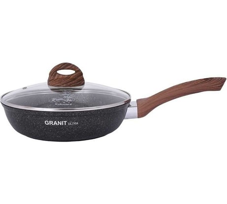 Сковорода Kukmara Granit ultra original 240 мм с ручкой, стеклянной крышкой, антипригарное покрытие сго241а