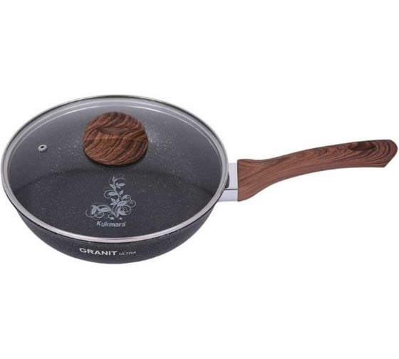 Сковорода Kukmara Granit ultra original 240 мм с ручкой, стеклянной крышкой, антипригарное покрытие сго241а