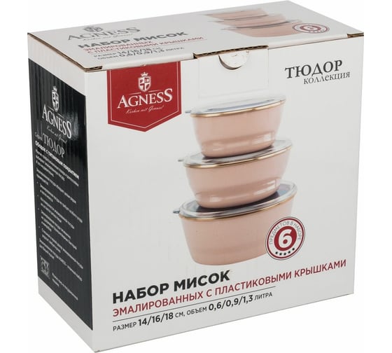 Набор эмалированных мисок AGNESS 950-282