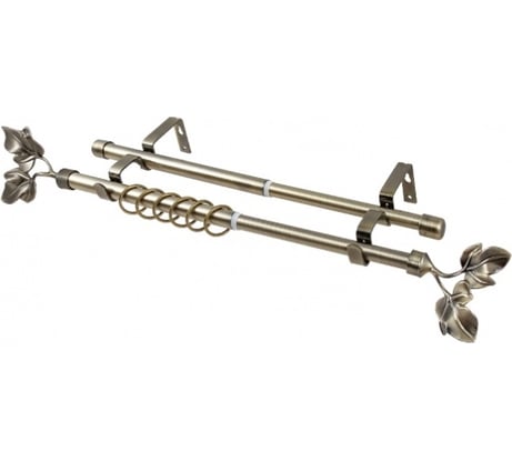 Раздвижной кованый карниз LEGRAND диаметр 16/19 мм 1.6 - 3.0 м двухрядный лист термоупаковка антик-золото 58066128