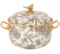 Эмалированная кастрюля AGNESS ROYAL GARDEN с крышкой, 2,1 л, диаметр 16 см подходит для индукционных плит 950-081