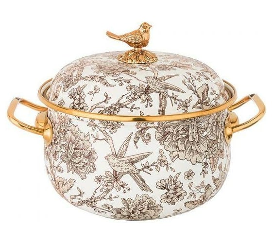 Эмалированная кастрюля AGNESS ROYAL GARDEN с крышкой, 2,1 л, диаметр 16 см подходит для индукционных плит 950-081 1