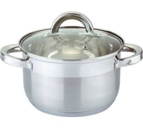 Кастрюля AGNESS со стеклянной крышкой, 5,7 л, 24x13,5 см, нержавеющая сталь, 5-ти слойное дно, индукция 937-114