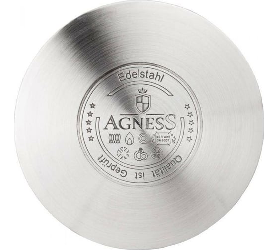 Ковш AGNESS со стеклянной крышкой 1,8 л, 16x9,5 см, высококачественная нержавеющая сталь 18/10, индукционное дно 937-741