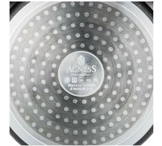 Кастрюля AGNESS ПРЕМИУМ ЧЕРНОЕ ЗОЛОТО 26x12 см 5.5 л антипригарное покрытие, индукционное дно 936-215