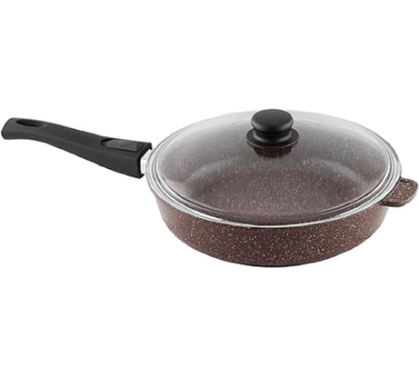 Сковорода Горница 280/70 мм, съемная ручка, с крышкой, антипригарное покрытие, шоколад ТП5798