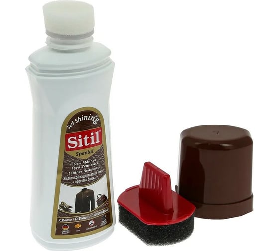 Жидкая краска для гладкой кожи Sitil Leather Renovator темно-коричневая 100 мл 109.02 SMB