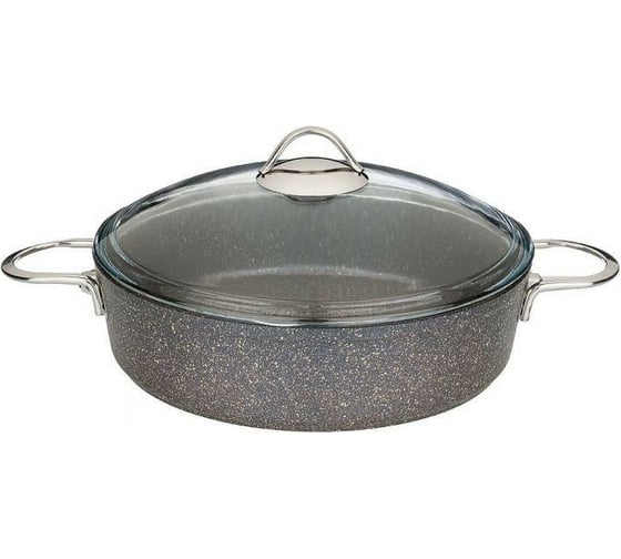 Сотейник AGNESS GRANITE со стекллянной крышкой и мраморным антипригарным покрытием, 26x7,4 см, 3,4 л 952-031 1