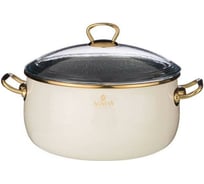 Эмалированная кастрюля AGNESS со стеклянной крышкой и мраморным антипригарным покрытием, 24 см / 5,3 л 950-373