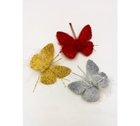 Елочное украшение Магия Праздника Бабочки 3 шт., на прищепках, 7 см MAG2036