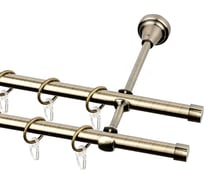 Двухрядный металлический карниз Эскар, наконечник-заглушка, золото антик, D16 мм, 400 см 21648540055