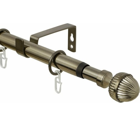 Телескопический однорядный карниз Эскар, наконечник Орех, золото антик, 16/19 мм, 160-320 см 3331161948551