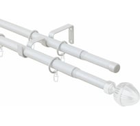 Телескопический двухрядный карниз Эскар, наконечник Орех, жемчуг, 16/19 мм, 160-320 см 3332161950551