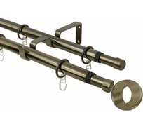 Телескопический двухрядный карниз Эскар, наконечник Кольцо, золото антик, 16/19 мм, 160-320 см 3332161948554