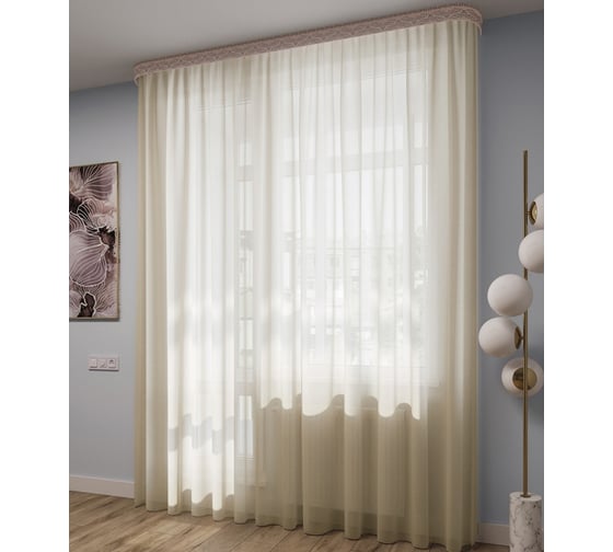 Тюль LEGRAND Вуаль 200х260 см, с утяжелителем, молочный ГП 58083048