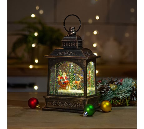 Новогодний фонарь Winter Glade Санта-Клаус на санях F428-1
