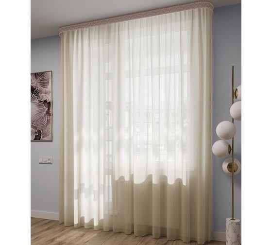 Тюль LEGRAND Вуаль шелк 500х260 см, с утяжелителем, молочный ГП 58083055 1